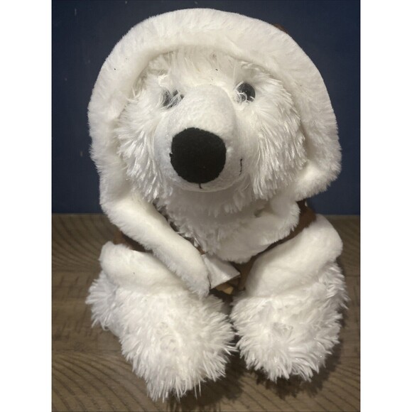 Build A Bear Polar Bear BAB Plush Stuffed Stuffie Animal 15" brown Jacket Hood - Picture 1 of 7